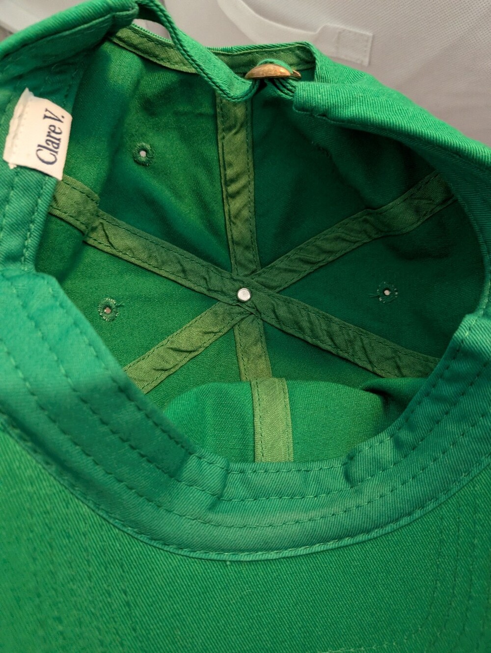 Clare V. "Oui" Green Cotton Baseball Cap Adjustable Hat Los Angeles - Picture 5 of 5